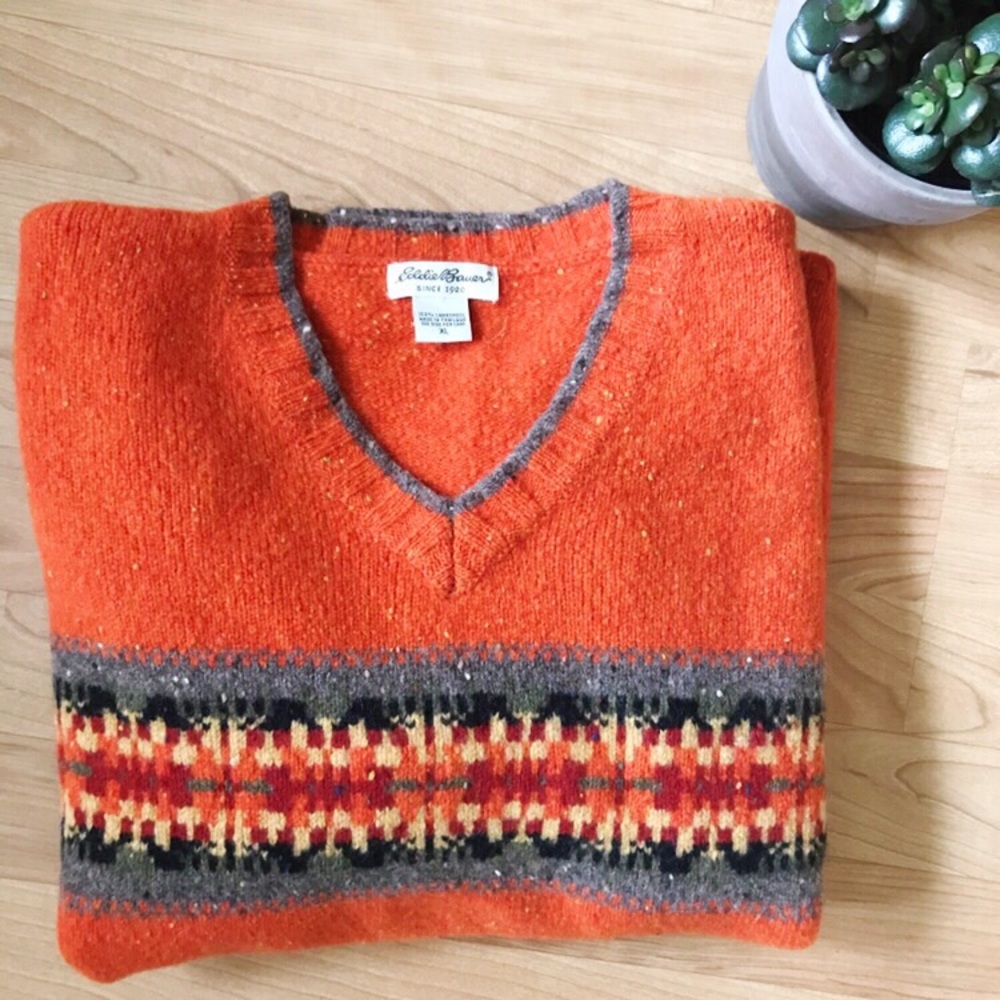 <Eddie Bauer> Lambswool Orange Cozy Sweater